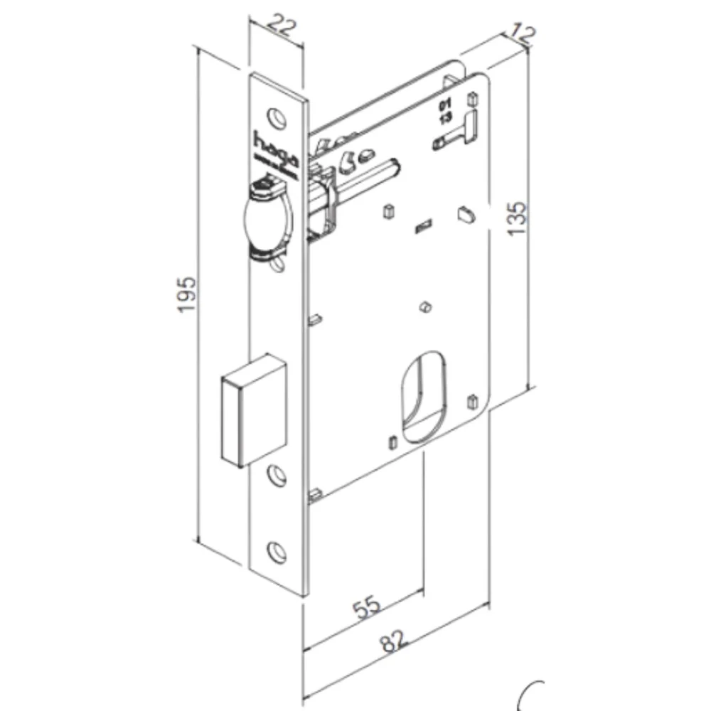 Imagem 3 de 5 do produto Fechadura Quadra Externa Multiponto 55mm Roseta 529 I430 M317 Cromado Haga