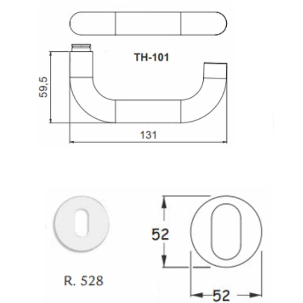 Fechadura Externa Th-m101 R528 Aço Inox Escovado 55mm Haga