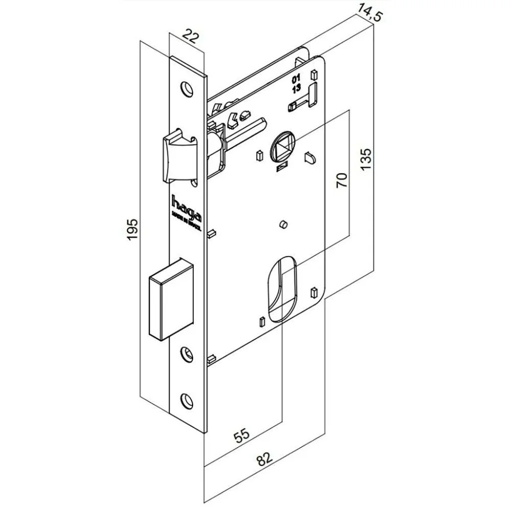 Fechadura Externa Th-m101 R528 Aço Inox Escovado 55mm Haga