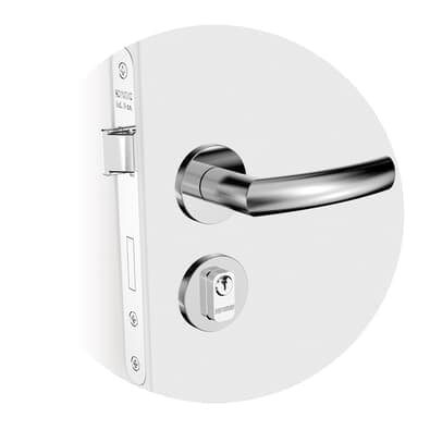 Fechadura Jurerê Externa Canto Redondo Roseta Redonda Escovada 40mm Soprano