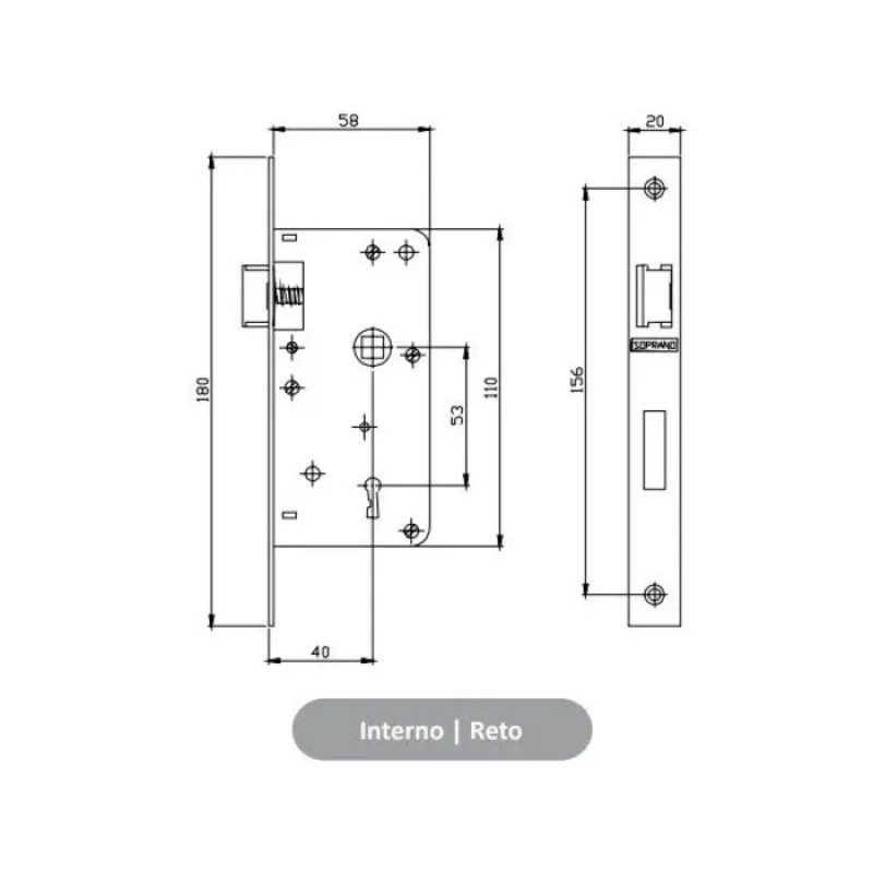 Imagem 2 de 3 do produto Fechadura Icaro Interna Roseta Redonda Cromada 40mm Ros22 (40x53 Reta) Soprano
