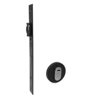 Fechadura Rolete Externa Multiponto 55mm Roseta 528 Redonda Preta Haga
