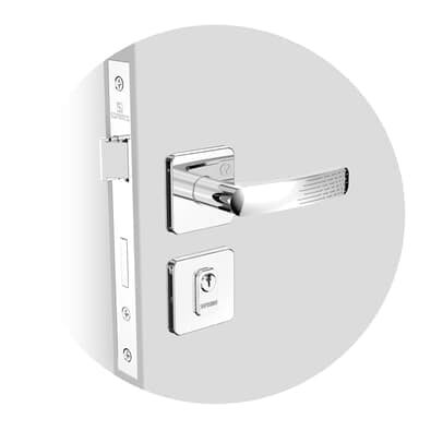 Fechadura Externa Paliway Reta Roseta Quadrada Ros24 Cromado 40mm (40x53 Py53) Soprano