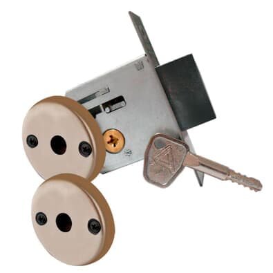Fechadura Auxiliar F-2000 Trava De Segurança Tetra Chave Roseta Redonda Bronze Latonado 40mm Aliança