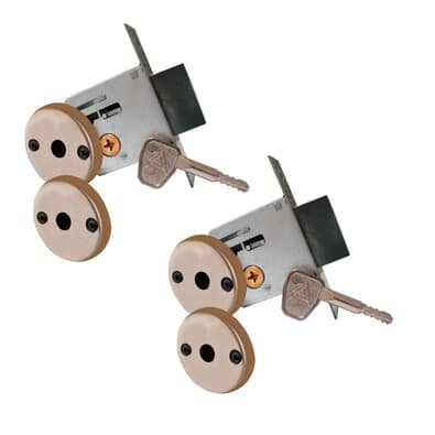 Fechadura Auxiliar F-2000 Trava De Segurança Par Tetra Chave Roseta Redonda Bronze Latonado 40mm Aliança