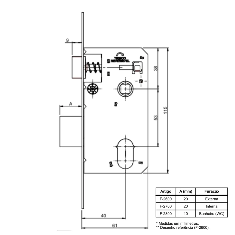 Imagem 3 de 5 do produto Fechadura Quadratta Premium Externa 2600/81 Roseta Cromada 40mm Aliança