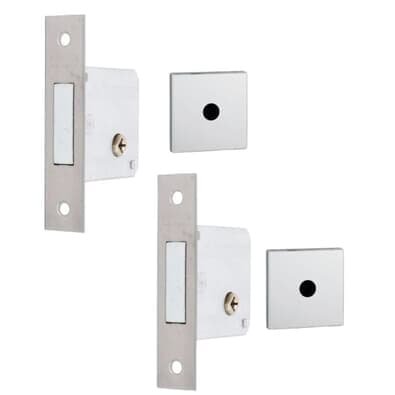 Fechadura F-2000 Trava De Segurança Par Tetra Chave Roseta Quadrada Cromada 40mm Aliança