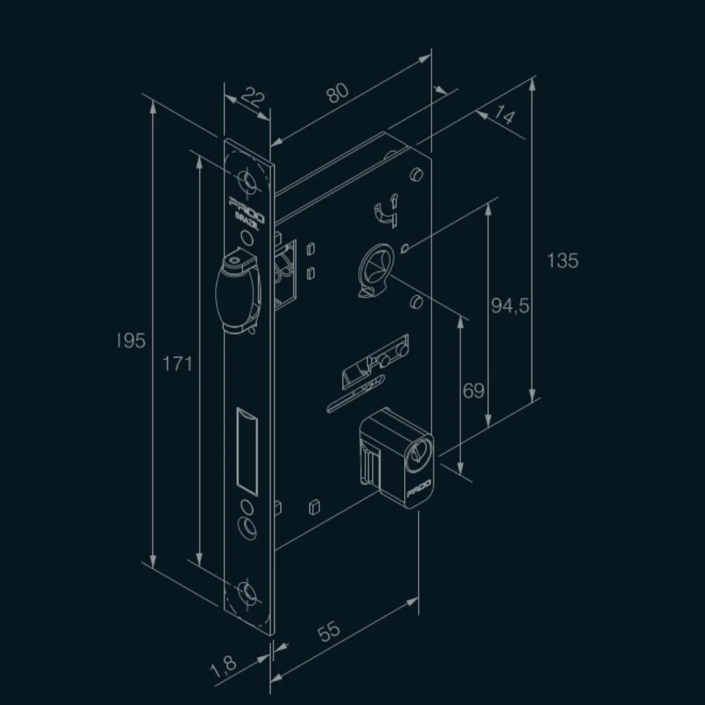Fechadura Rolete Para Porta Pivotante 55mm Cromado Rq2 464-55re Ctz-55 Cr Pado Fechadura Rolete Para Porta Pivotante 55mm Cromado Rq2 464-55re Ctz-55 Cr Pado