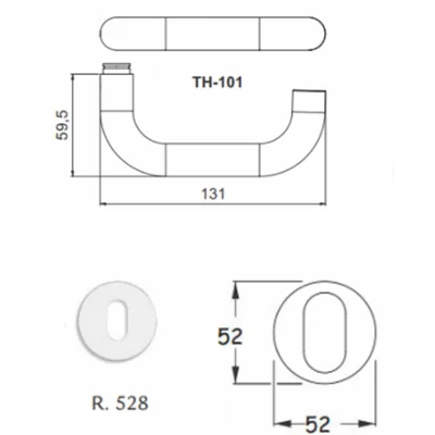 Fechadura Interna Th-m101 R528 Aço Inox Escovado 55mm Haga — foto 2
