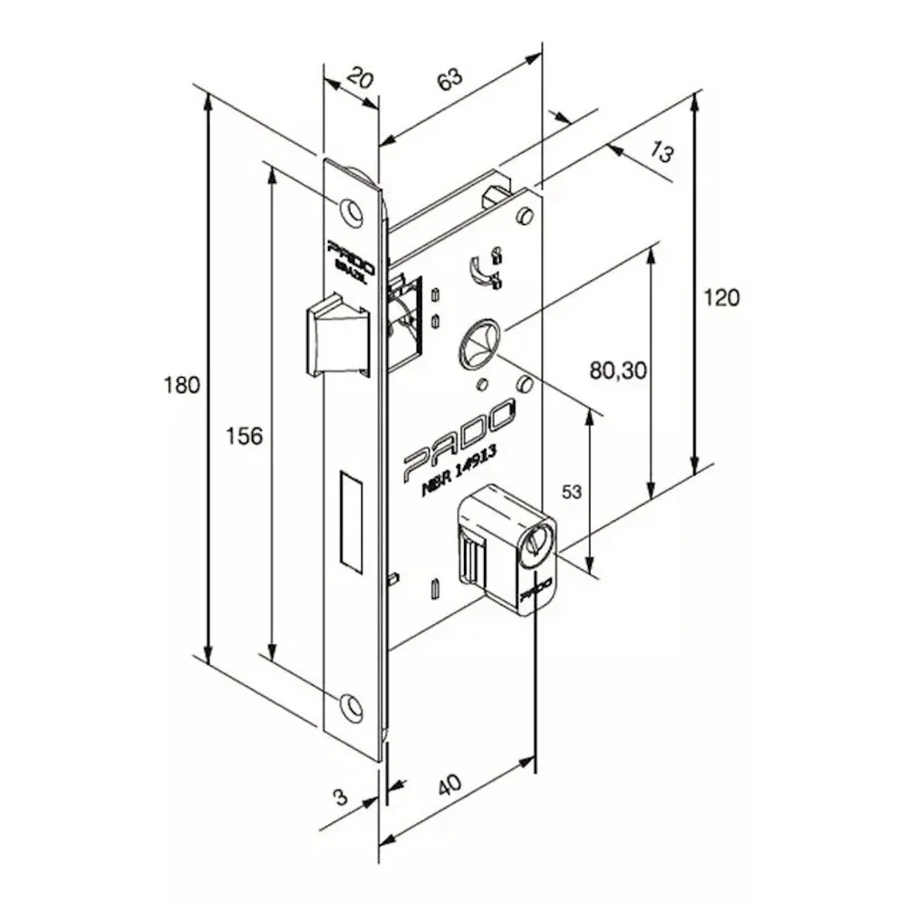 Imagem 2 de 4 do produto Fechadura Copa Externa 40mm Roseta Cromada Rr2 962-40pe Ctz-55 Pado