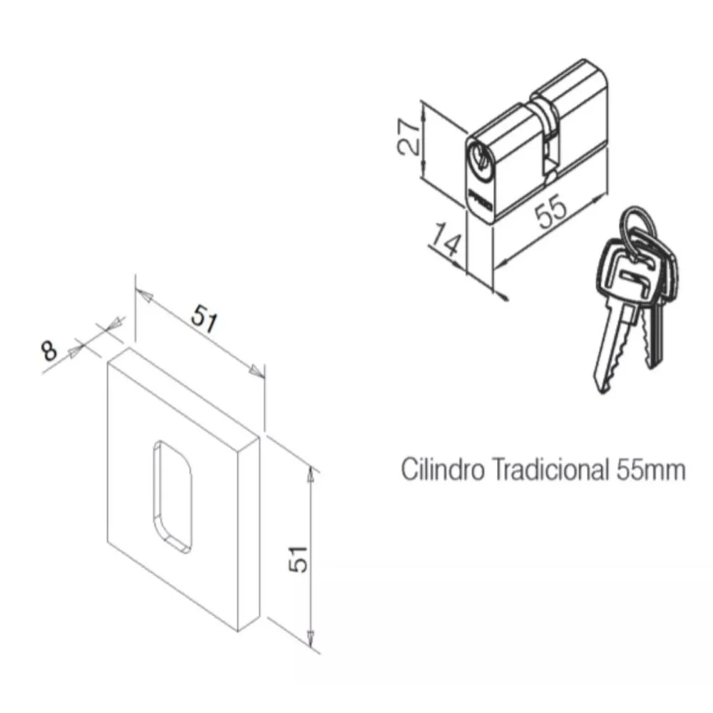 Imagem 4 de 4 do produto Fechadura Rolete Para Porta Pivotante 55mm Preto Rq2 464-55re Ctz-55 Ept Pado