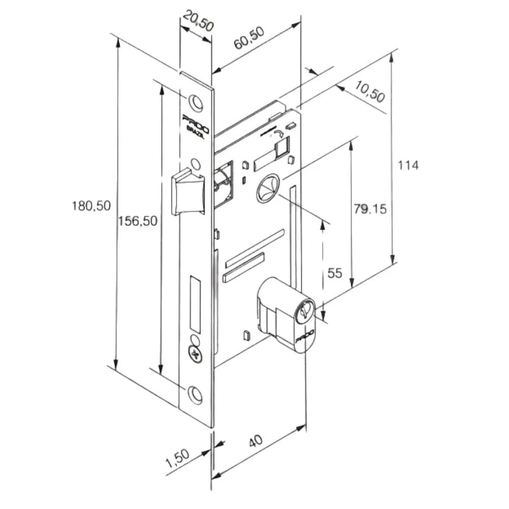Imagem 2 de 2 do produto Fechadura Concept Externa 40mm Roseta Preta Rr1 401-40ce Ccz-55 Ep Pado