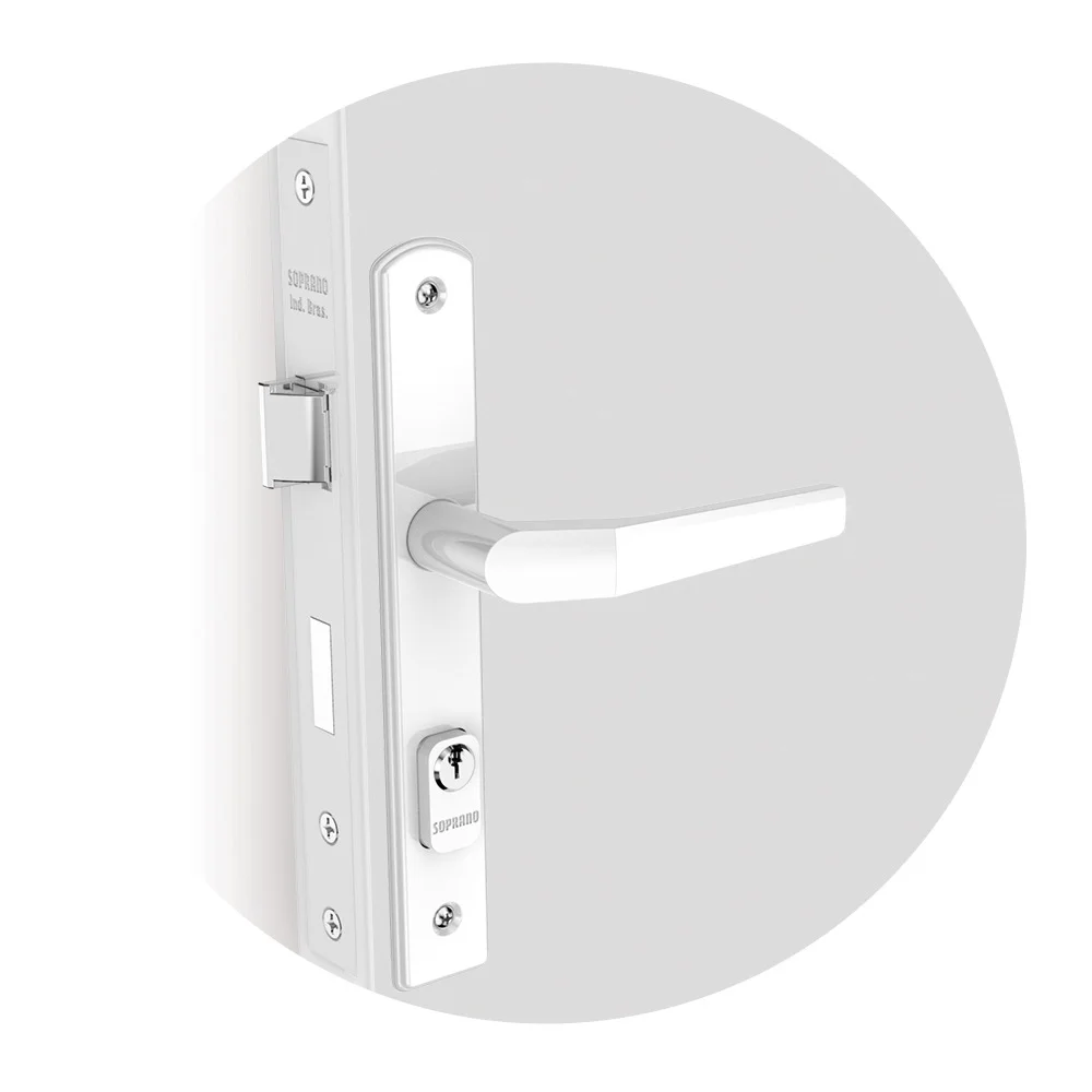 Fechadura Popline Perfil Estreito Externa 20mm Branca (20x53 Py45) Soprano Fechadura Popline Perfil Estreito Externa 20mm Branca (20x53 Py45) Soprano