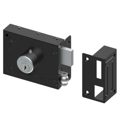 Fechadura Sobrepor Com Trinco Rolete Para Porta Pivotante 370 Preto Haga