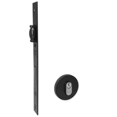 Fechadura Rolete Externa 55mm Roseta 528 Redonda Preta Haga