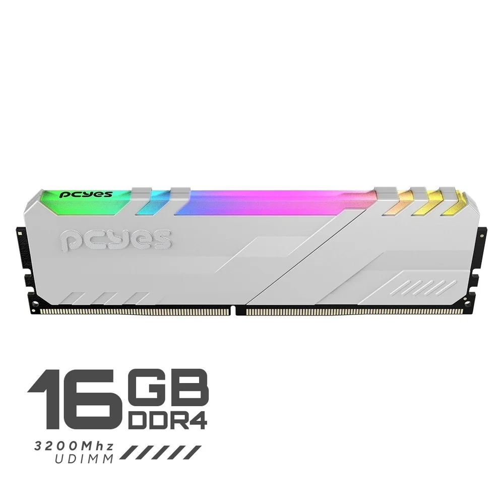 Memoria Gamer PCyes Udimm 16gb Ddr4 3200mhz White Com RGB Memoria Gamer PCyes Udimm 16gb Ddr4 3200mhz White Com RGB