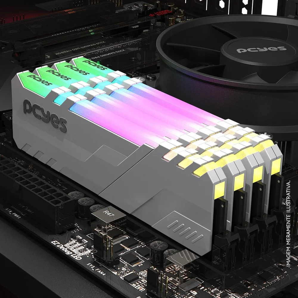 Memoria Gamer PCyes Udimm 16gb Ddr4 3200mhz White Com RGB Memoria Gamer PCyes Udimm 16gb Ddr4 3200mhz White Com RGB