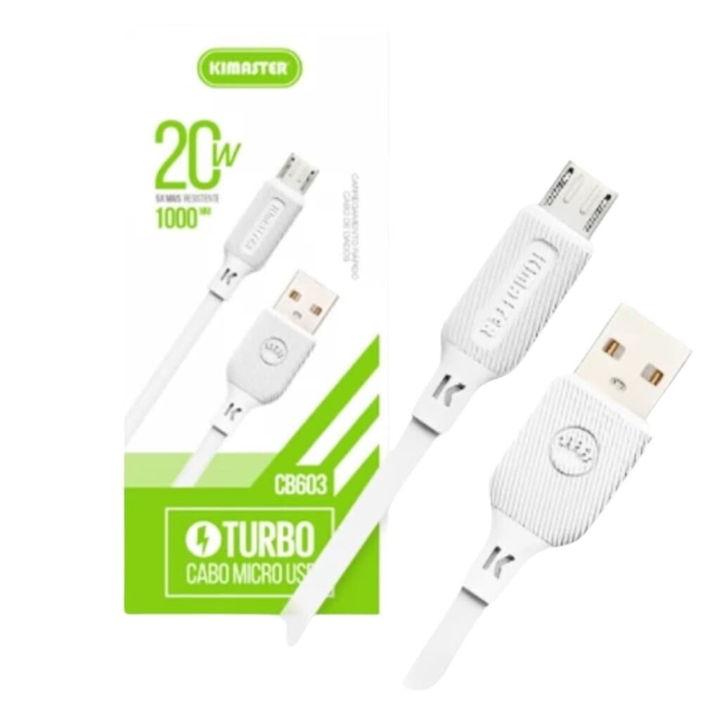 Imagem 3 de 4 do produto Cabo De Dados V8 1m 20w Qc Micro Usb Kimaster Cb603