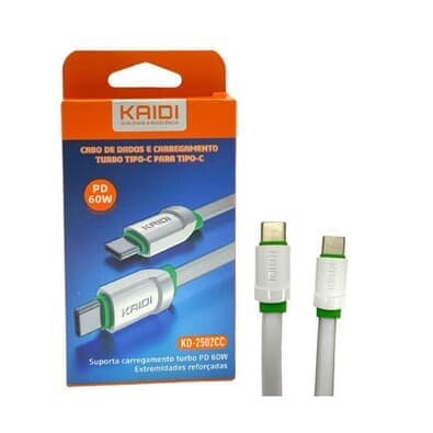 Cabo De Dados Usb-c P/ Usb-c 1m 60w Pd Kd-2502cc Kaidi