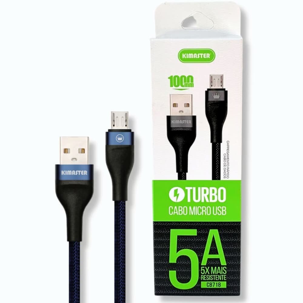 Imagem 2 de 2 do produto Cabo De Dados V8 1m 20w Qc Micro Usb Kimaster Cb718