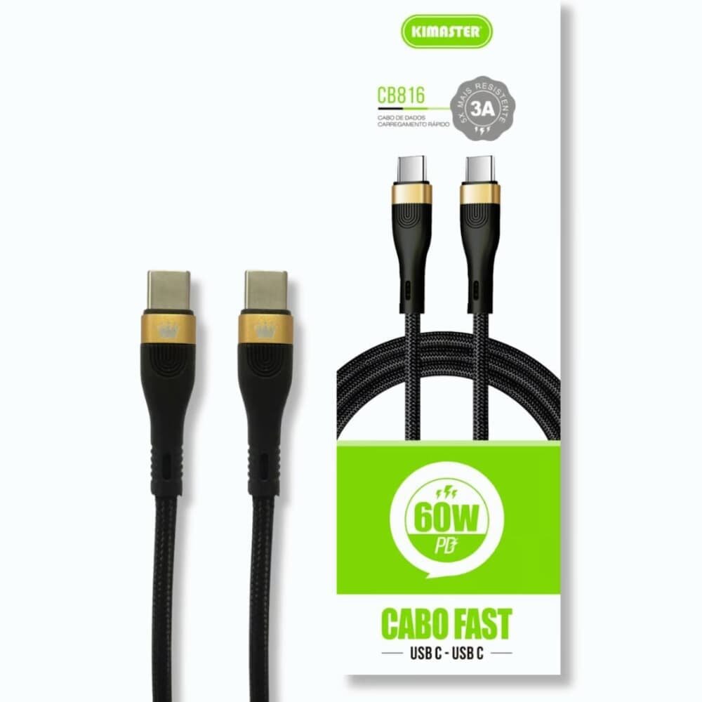 Imagem 2 de 2 do produto Cabo De Dados Usb-c P/ Usb-c 1m 60w Pd Kimaster Cb816c