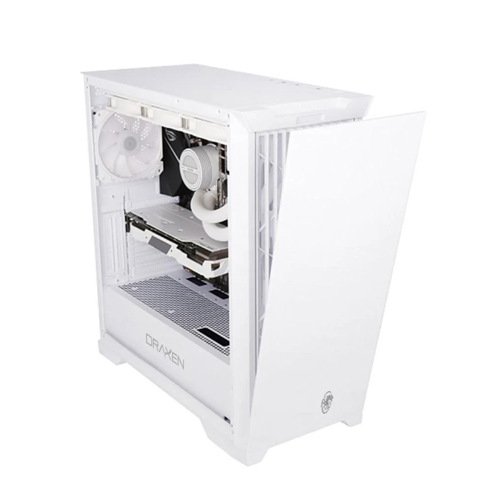Imagem 2 de 3 do produto Gabinete Gamer Khamsa Vidro Temperado ARGB Branco Draxen(drn43k-wh)