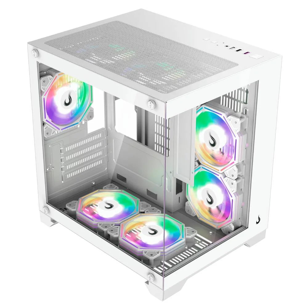 Imagem 3 de 5 do produto Gabinete Gamer Rise Mode Galaxy Glass M Mini M-ATX Lateral e Frontal em Vidro Temperado Sem FANs Branco - RM-GA-GGMN-FW