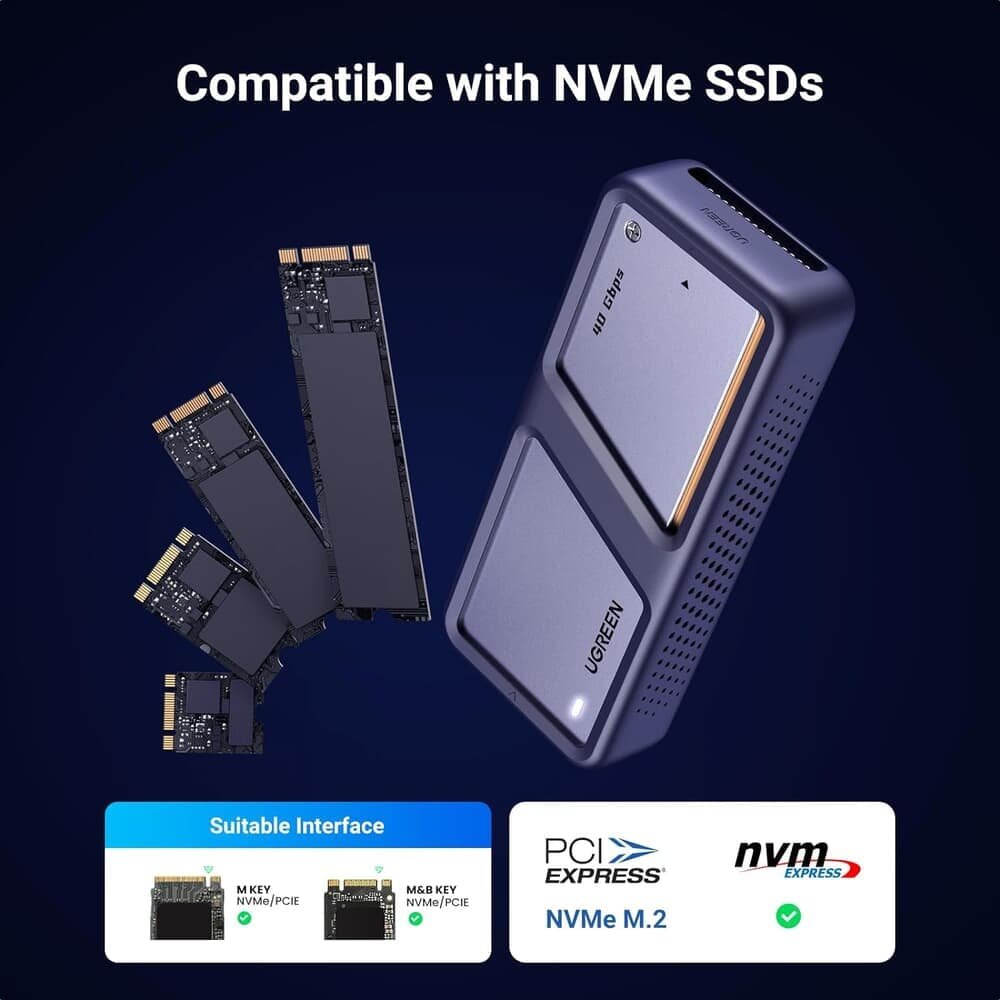 Case Externo SSD Nvme M.2 Thunderbolt 3/4 Usb 4.0 Tipo-c 40gbps