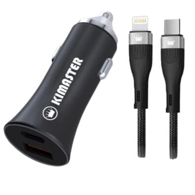 Carregador Veicular Usb-c+usb C/cabo P/lightning Cv209cl Pd Qc 40w Kimaster