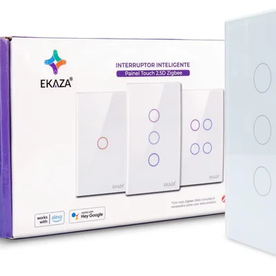 Interruptor Inteligente 3 Botões 4x2 Zigbee Branco Google Home  Alexa Ekaza Ekat-t307-3zw