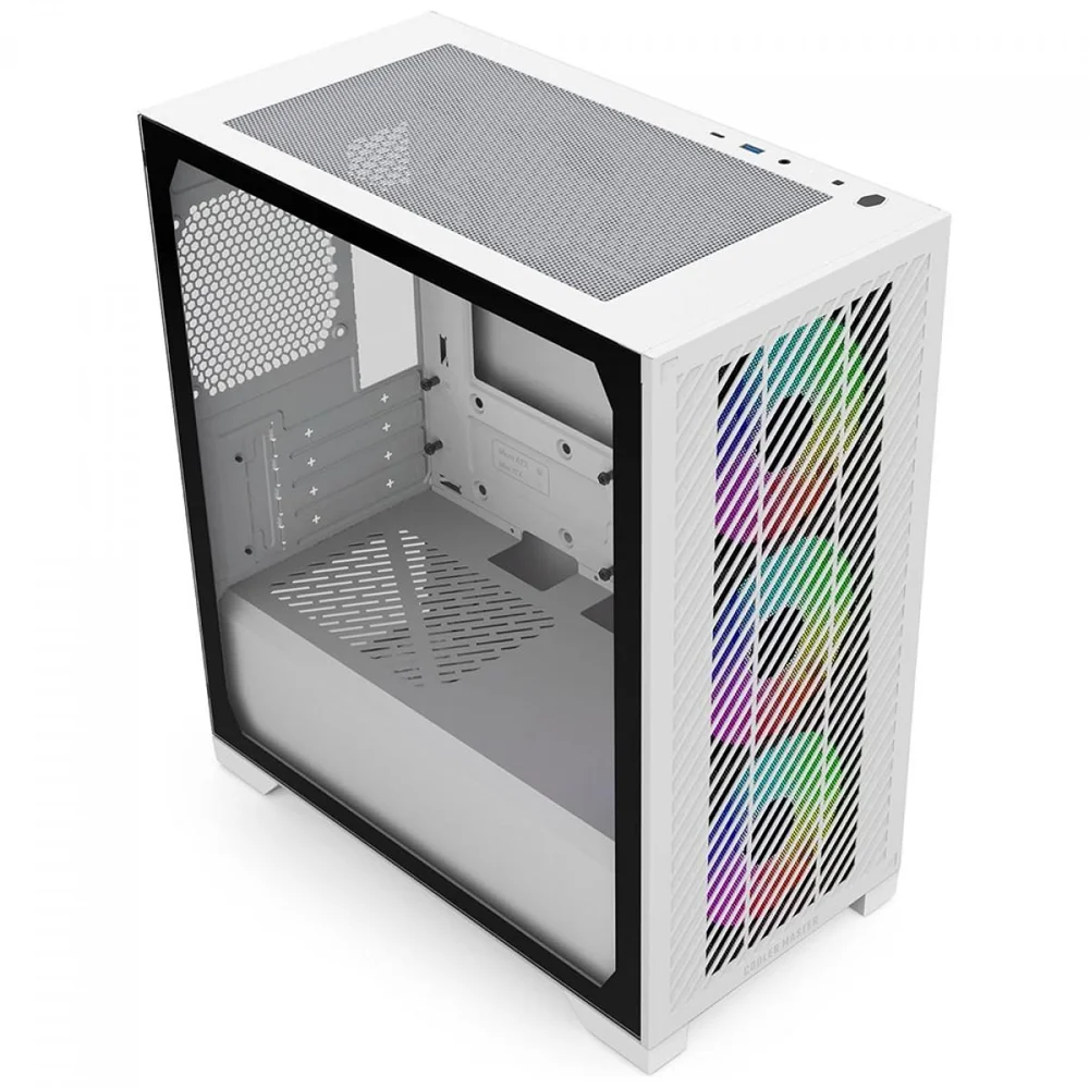 Imagem 2 de 5 do produto Gabinete Gamer Cooler Master Elite 301 Branco, ARGB, Vidro Temperado, Mid Tower, Matx, Com 3 Fans, E301-wgnn-s00