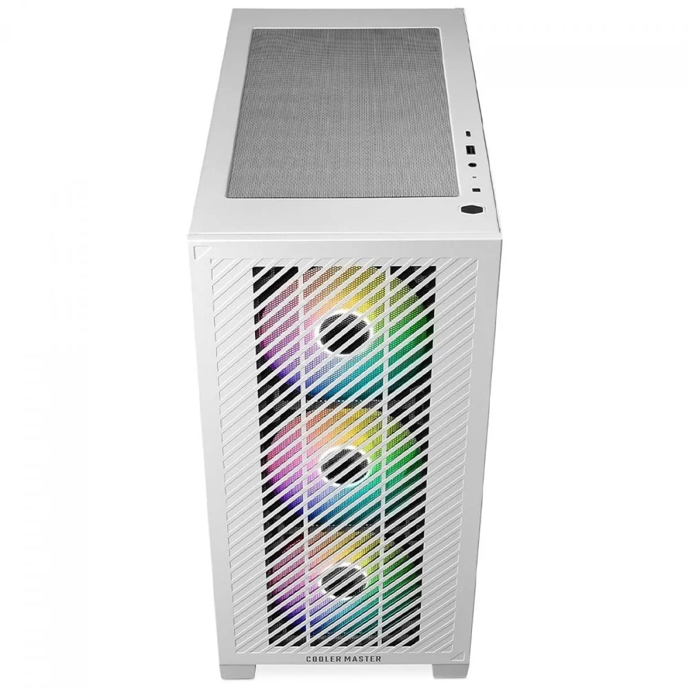 Imagem 3 de 5 do produto Gabinete Gamer Cooler Master Elite 301 Branco, ARGB, Vidro Temperado, Mid Tower, Matx, Com 3 Fans, E301-wgnn-s00