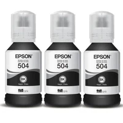 Kit 3 Refis de Tinta, Preta, T504 Epson 127ml