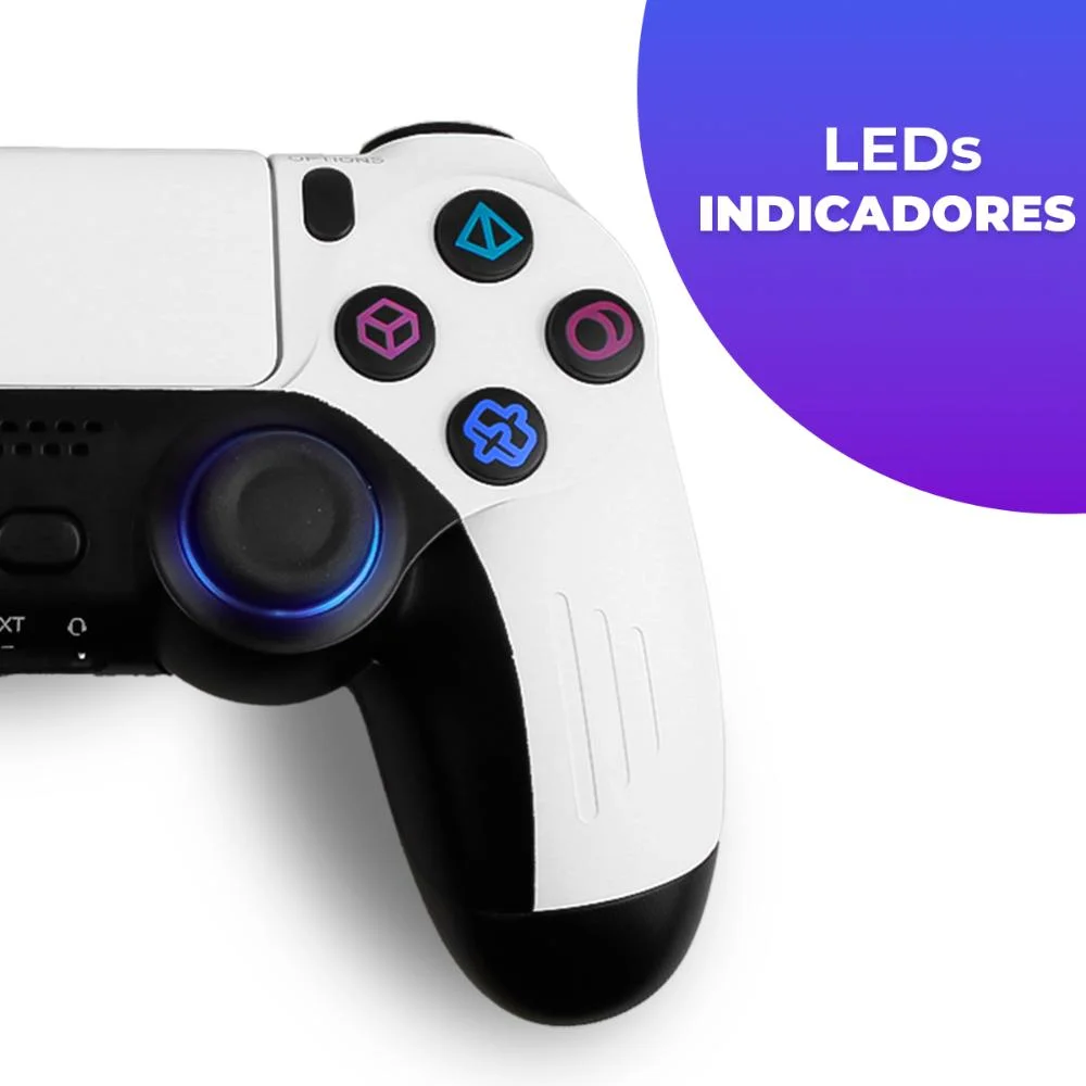 Imagem 2 de 5 do produto Controle Joystick Gamer P5 Com Fio, Touchpad, Sensor De Movimento, Plug And Play, Saída Headset, LEDs Indicadores, Pronta Entrega