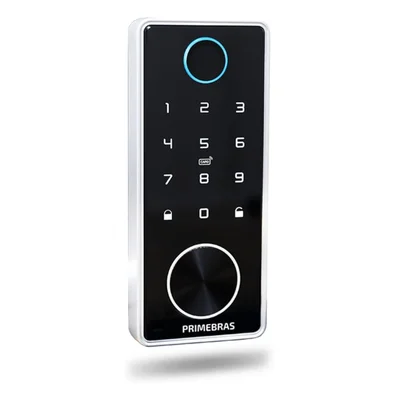 Fechadura Digital Dubai Wifi De Embutir Eletrônica Inteligente Com Biometria, Tags E Cartão Preta Primebras
