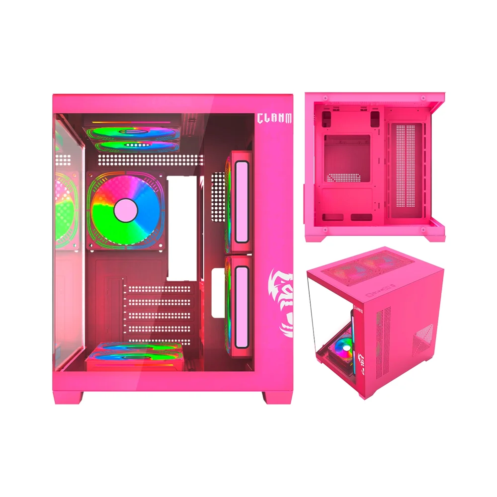 Gabinete Gamer Aquário Candy Clanm, Tower, Mini-itx - Micro-atx, Vidro Temperado Lateral , Rosa
