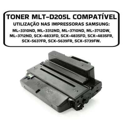 Toner P/ Samsung Mlt-d205 Mlt-d205l Scx4833 Ml3710 Ml3310