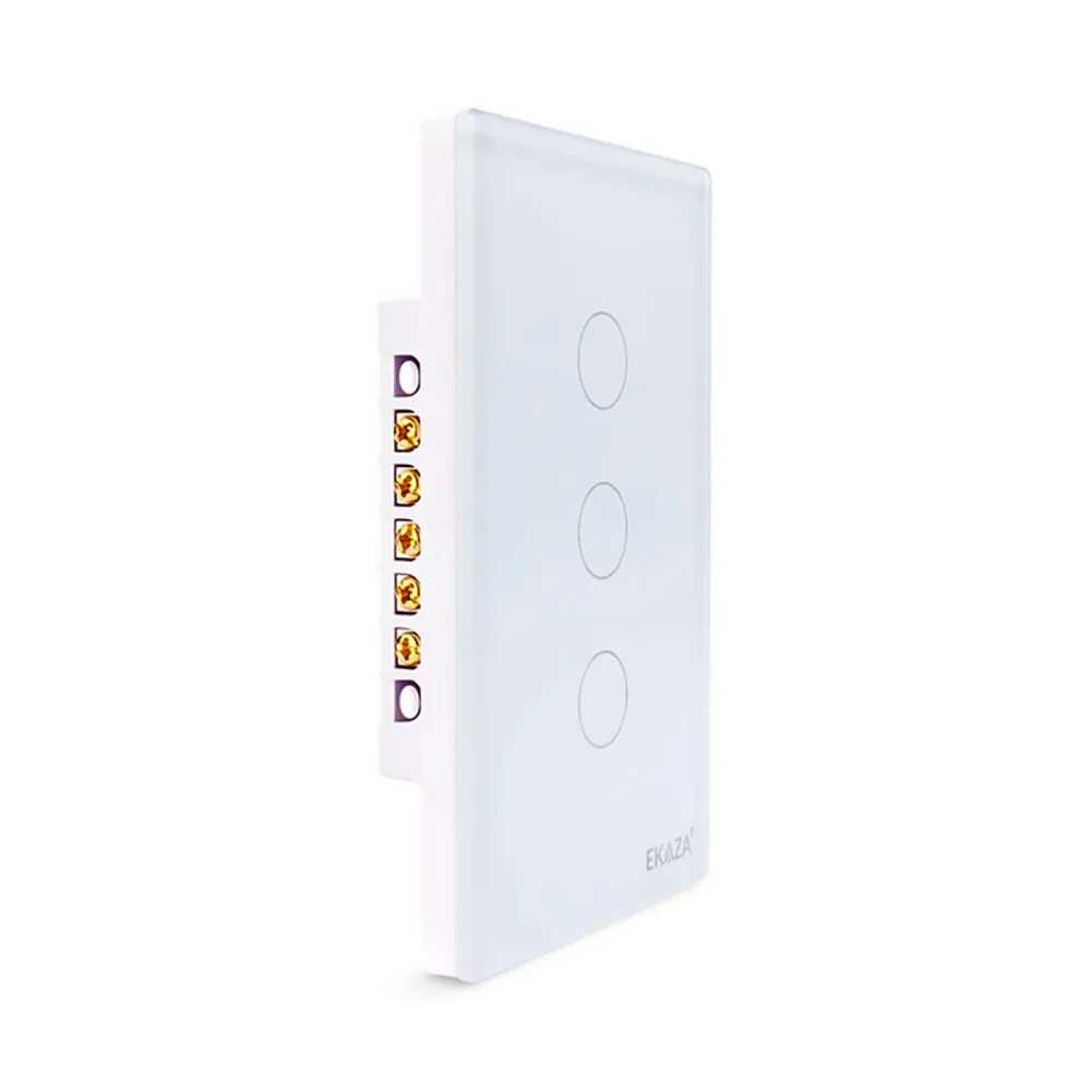 Imagem 2 de 5 do produto Interruptor Inteligente Wifi 3 Botões Touch Smart Ekaza Alexa E Google Branco;110v/220v