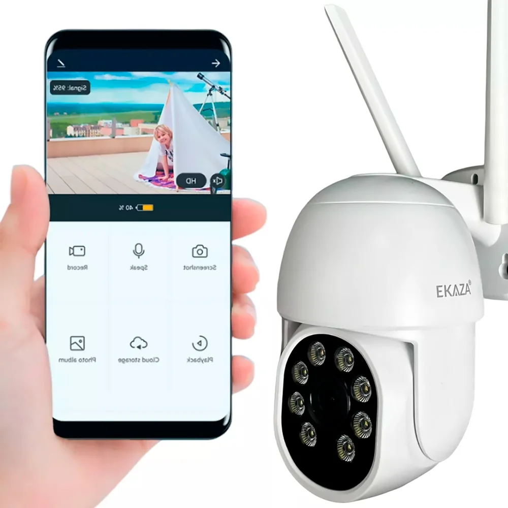 Imagem 5 de 5 do produto Câmera Smart Dome Wifi Externa Nuvem 360º Ekaza Alexa E Google Branco