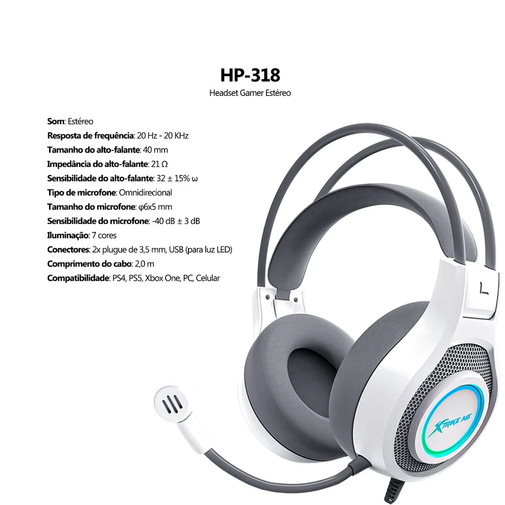Imagem 4 de 4 do produto Headset Gamer Com Fio Xtrike-me Gh-515w Branco Para PC 2p2