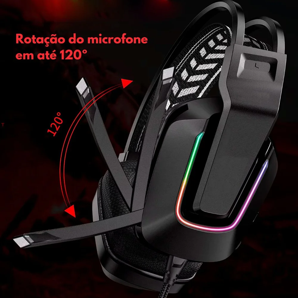Imagem 4 de 5 do produto Headset Gamer Xtrike Me Gh-712, RGB, Drivers De 50mm, Usb + 3.5mm, Preto