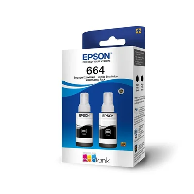 Kit 02 Tinta Refil Preto T664 Para L120 L1300 L395 L396 L355 L555 L365 L355
