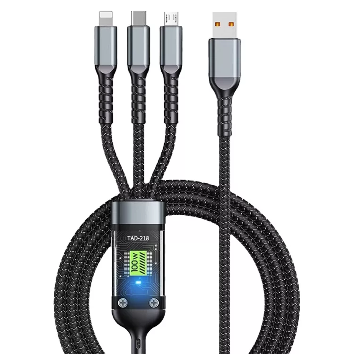 Cabo Carregador Turbo 3 Em 1 Carregamento Rápido 100w (lightning, Tipo C E Micro-usb)