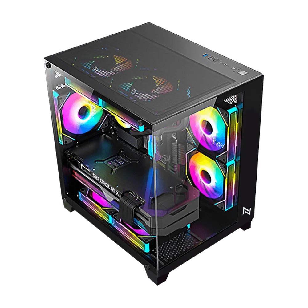 Imagem 2 de 4 do produto Gabinete Gamer Neologic Aquario Full Glass, Mid-tower, Lateral E Frontal Vidro Temperado, Preto, 3 Fans ARGB  - Nl-fglbk