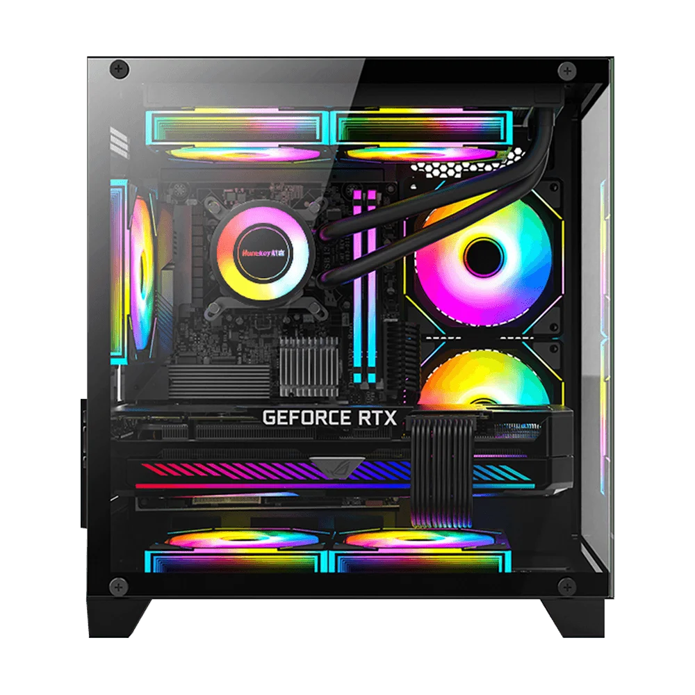 Imagem 3 de 4 do produto Gabinete Gamer Neologic Aquario Full Glass, Mid-tower, Lateral E Frontal Vidro Temperado, Preto, 3 Fans ARGB  - Nl-fglbk