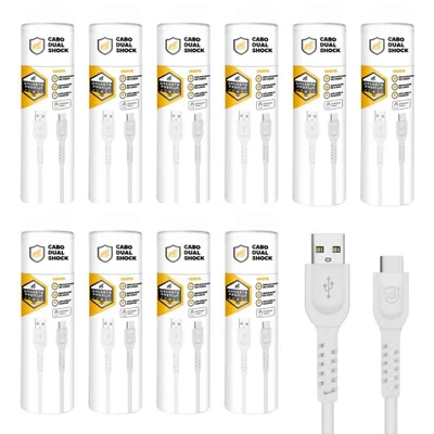Cabo Dual Shock Tipo C / Usb A - Branco - 1,2m - No Atacado - Caixa Fechada 10 Unidades - Gshield