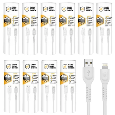 Cabo Dual Shock Lightning / Usb A - Branco - 1,2m - No Atacado - Caixa Fechada 10 Unidades - Gshield