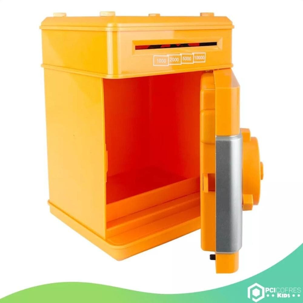 Imagem 2 de 5 do produto Cofre Eletrônico Digital Infantil Puxa Nota Laranja Xr011