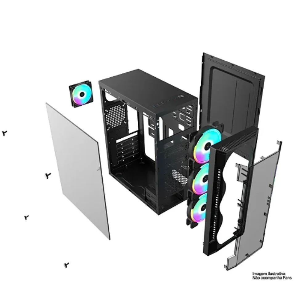 Gabinete Gamer Brasil PC Bpc-c3147 Sem Fonte 3 Fans