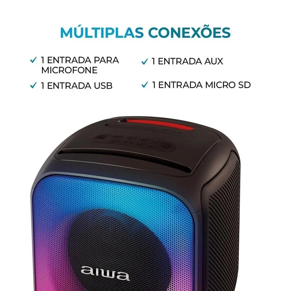 Imagem 2 de 5 do produto Caixa Bluetooth 100w Partybox Aws-pb-07 , Aiwa